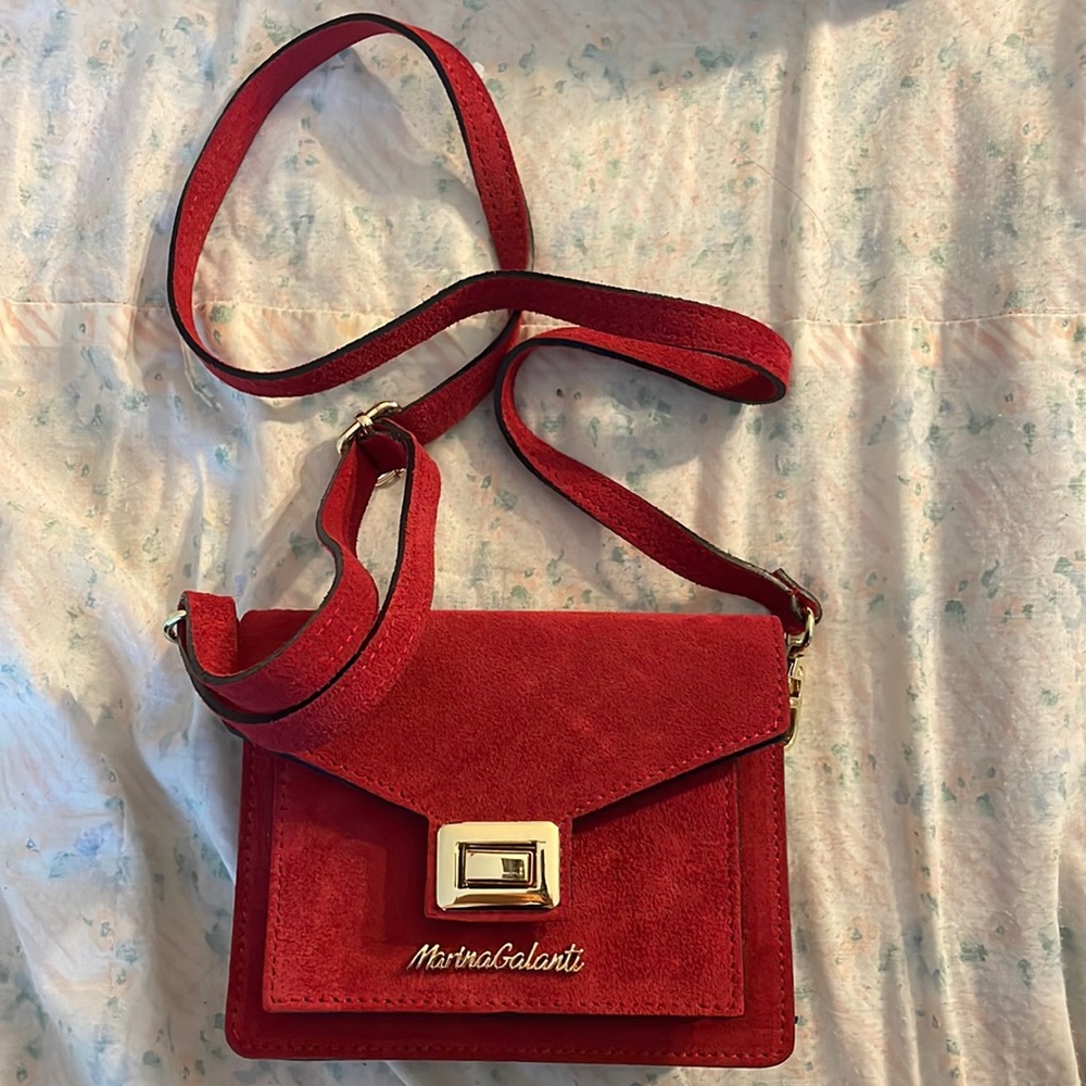 Suede burgundy red crossbody